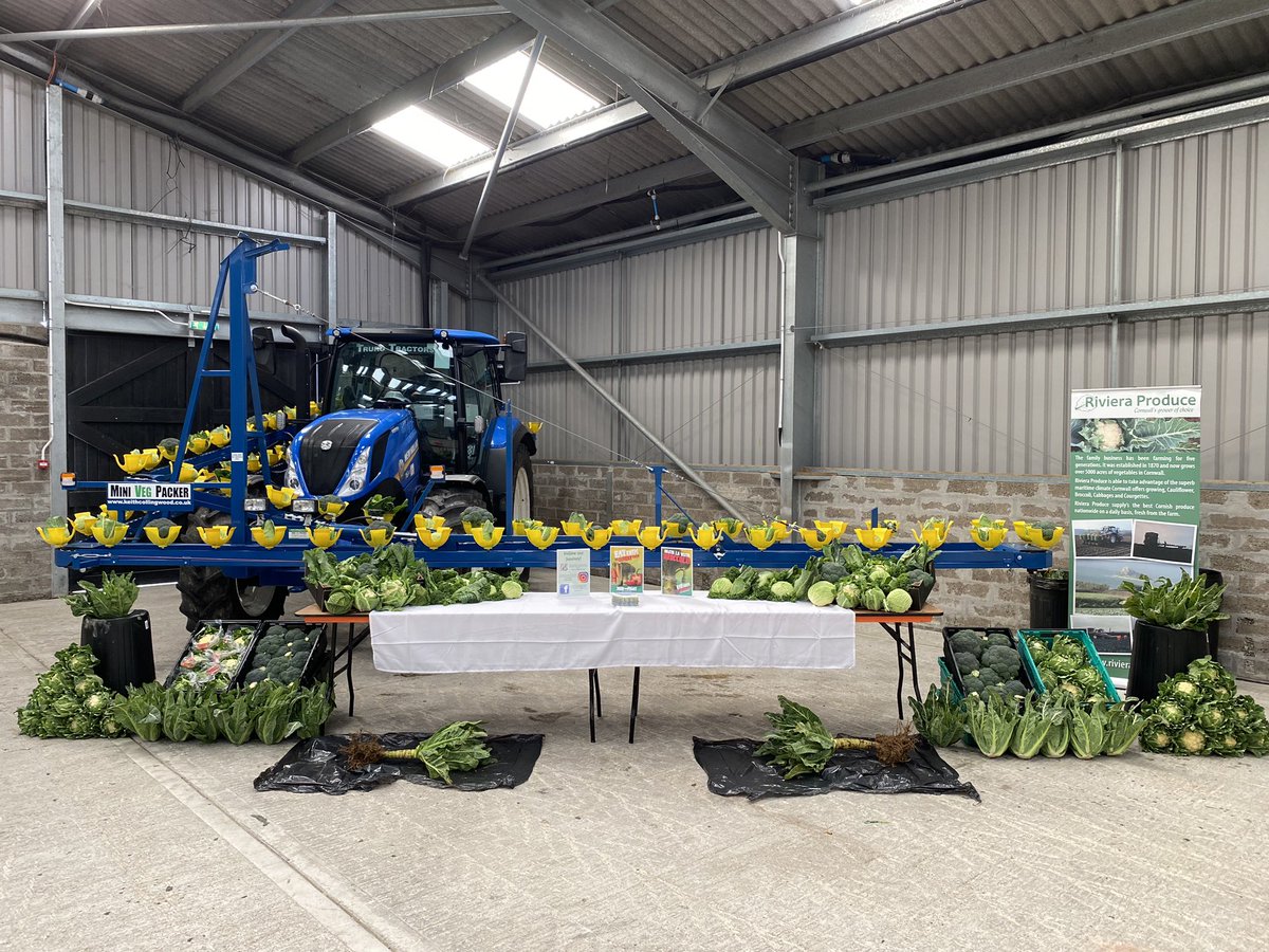 All set up and ready to roll for the #farmandcountryshow @RoyalCornwall tomorrow and Thursday. @VegPowerUK #EatThemToDefeatThem @Riviera_Produce 🚜🌱🥬🥦