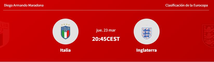 Fase de clasificación 𝗘𝘂𝗿𝗼𝟮𝟬𝟮𝟰 ⚽| #Euro2024
Pronóstico del Italia 🇮🇹 🆚 Inglaterra 🏴󠁧󠁢󠁥󠁮󠁧󠁿
apuestas.as.com/futbol/pronost…
🏟 Diego Armando Maradona
📍 Nápoles
⏰𝟮𝟬:𝟰𝟱𝗛
#ItaliaInglaterra #ItalyEngland