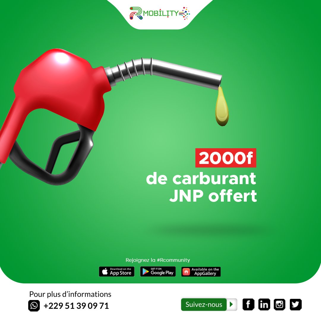 RMobility001's tweet photo. La vie est belle !

Même si le prix du carburant augmente, #RMobility est là pour vous :)

Pensez au #comotorage pour partager les frais avec votre passager et recevez en plus 2000 f de carburant* chez notre partenaire JNP BENIN.

Rendez-vous sur https://t.co/T6s2wtMozu https://t.co/tDSc4A3cGI