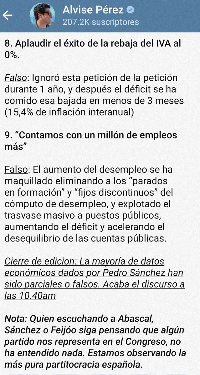 No hagas RT, esto NO es noticia.

Alvise demuestra 8 mentiras dichas por Sánchez hoy en la #MociónDeCensura contra él.

Que Sánchez diga 8, 80 u 800 mentiras no es noticia, la noticia sería que dijese una sola verdad.

#EleccionesGeneralesYA