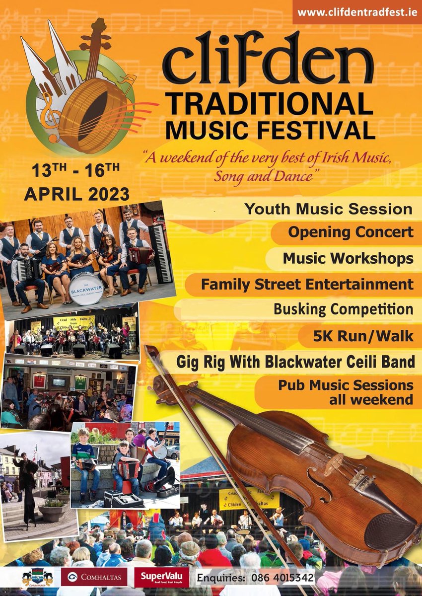Connemara & The Islands Conamara & naOileáin (@aranconnemara) on Twitter photo The countdown is on! Clifden 𝗧𝗥𝗔𝗗 𝗙𝗘𝗦𝗧 🎵 13-16th Nuair a stadann an ceol, stadann an rince. The dance is over when the music stops but there will be no stopping the ceol, craic & rince at <a href="/clifdencce/">Clifden Comhaltas ♪♫</a> #ClifdenTradFest Hup!
#Connemara #WildAtlanticWay <a href="/johncreedon/">john creedon</a> The countdown is on! Clifden 𝗧𝗥𝗔𝗗 𝗙𝗘𝗦𝗧 🎵 13-16th Nuair a stadann an ceol, stadann an rince. The dance is over when the music stops but there will be no stopping the ceol, craic & rince at <a href="/clifdencce/">Clifden Comhaltas ♪♫</a> #ClifdenTradFest Hup!
#Connemara #WildAtlanticWay <a href="/johncreedon/">john creedon</a>