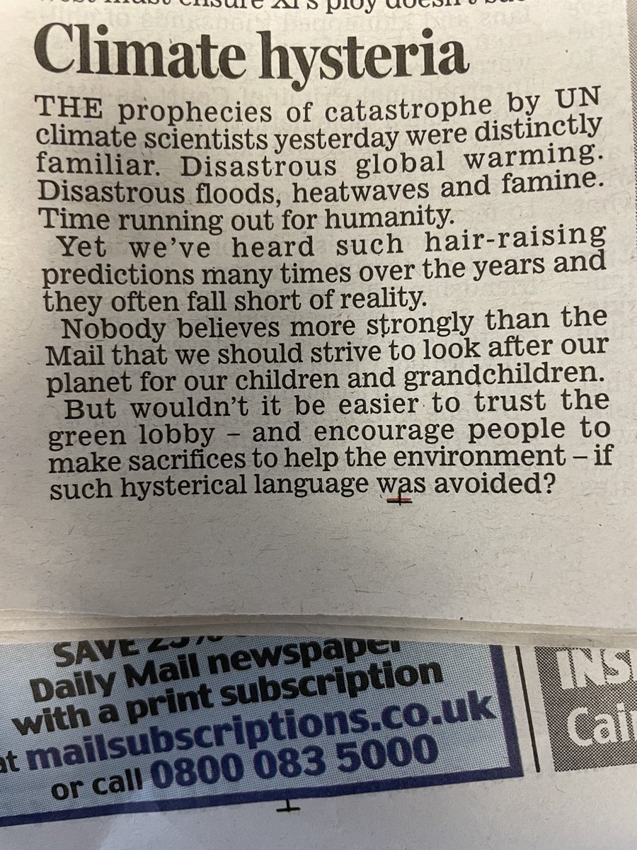 ret_ward's tweet photo. Hey ⁦@DailyMailUK⁩ this is utter bollocks about the ⁦@IPCC_CH⁩ report. Why do you find it impossible to tell your readers the truth about climate change? https://t.co/0kQVAS2Ymw