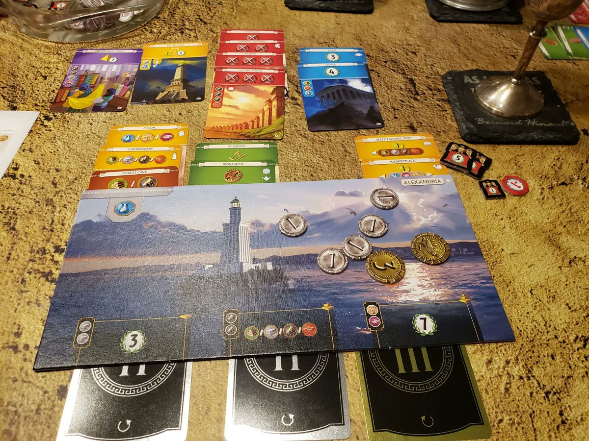 evanderfunk's tweet photo. Finally had a chance to do it properly!
Got the new edition of 7 Wonders recently, which meant we had to play it in style. 😎
Matt took the victory👑, but we all had a toga-tastic time! 
#7WondersGame #didanyonesayboardgames #anyexcuseforfancydress
@AsmodeeUK @ComeRound https://t.co/gJi1Vdm2JL