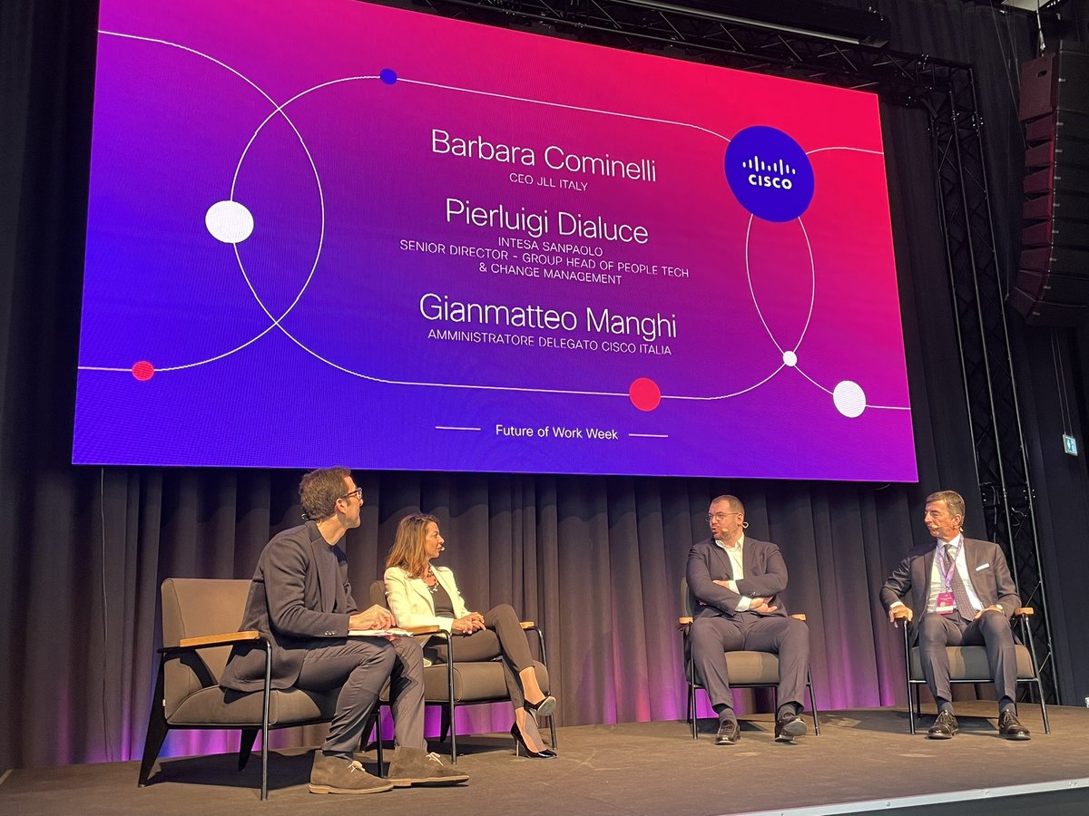 Come le aziende stanno affrontando la trasformazione ed il Futuro del Lavoro! #ciscoFowWeek @CiscoItalia <a href="/MarcoLorux/">Marco Maria Lorusso</a> <a href="/gmanghi/">Gianmatteo Manghi</a> @jll <a href="/intesasanpaolo/">Intesa Sanpaolo</a>