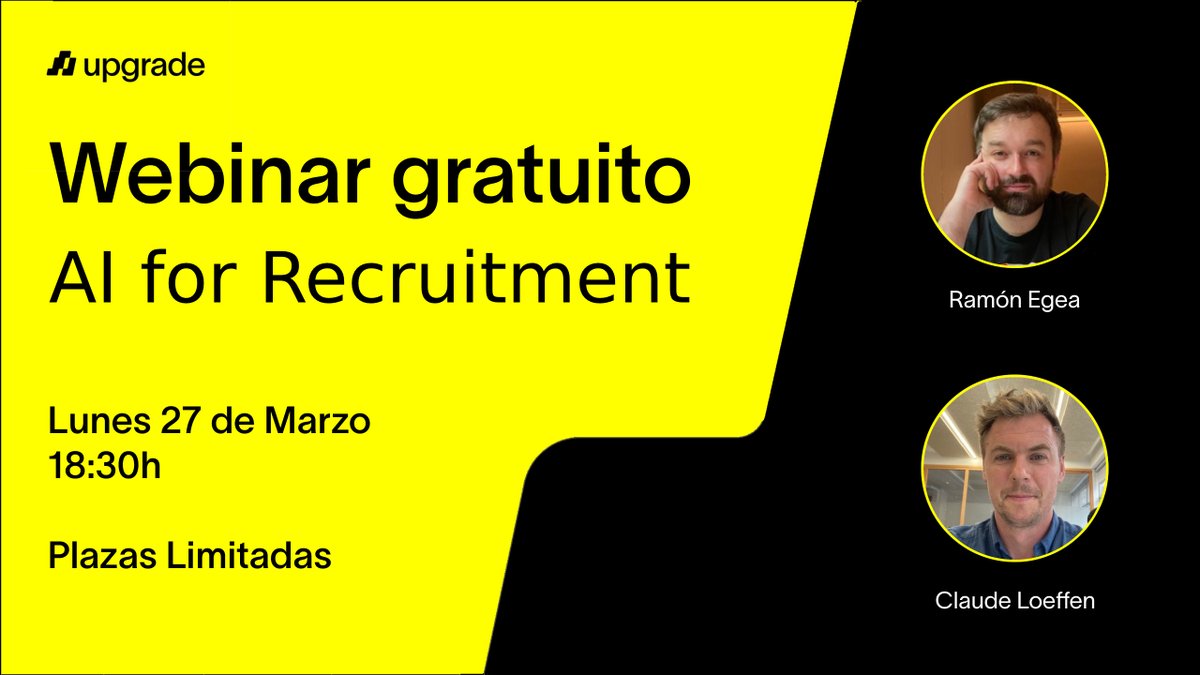 ¿Quieres conocer cómo la IA está cambiando el sector del recruitment?

<a href="/untalramonegea/">Ramón Egea</a> y <a href="/ClaudeLoeffen/">Claude Loeffen</a>  te lo cuentan el próximo lunes a las 18:30.

Apúntate aquí para no quedarte sin plaza👇
lu.ma/upgradecamp