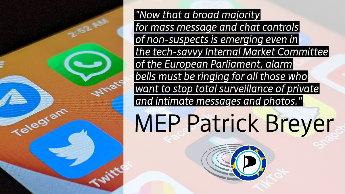 echo_pbreyer's tweet image. 🇬🇧 #ChatControl #MassSurveillance of private communications is supported by almost all political groups in the EP, according to the recently published IMCO amendments. Only my group Greens/EFA, the Left and two German Renew MEPs reject it.

Time to act: patrick-breyer.de/en/eu-parliame…
