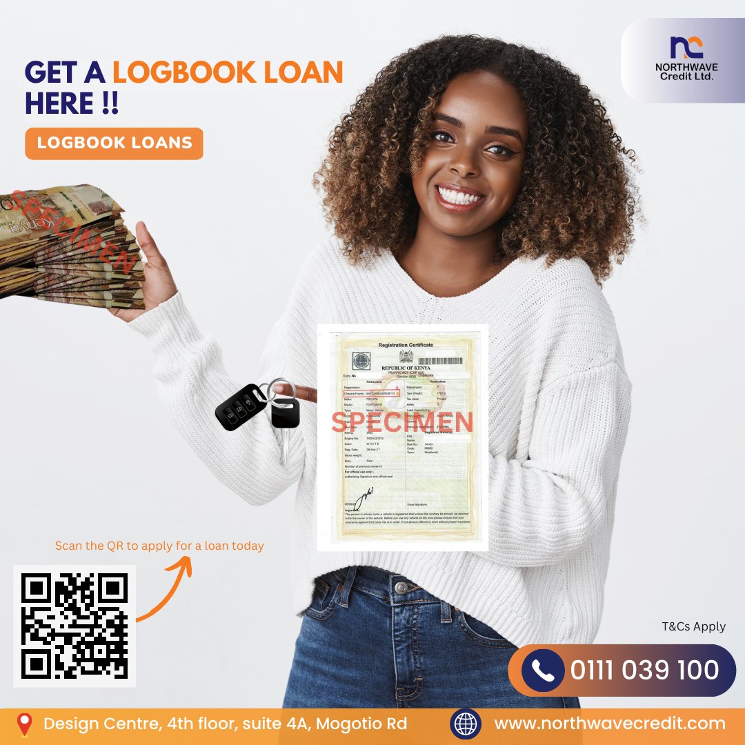 NorthwaveLtd's tweet image. Logbook loans from Northwave Credit provide quick access to funds. Apply now for the lowest interest rates and flexible repayment terms in the market. 

📲 Call: 0111 039 100
APPLY NOW AT northwavecredit.com/apply-ad.php

#NorthwaveCreditLtd #QuickLoans #CustomizedFinancing #loansinkenya