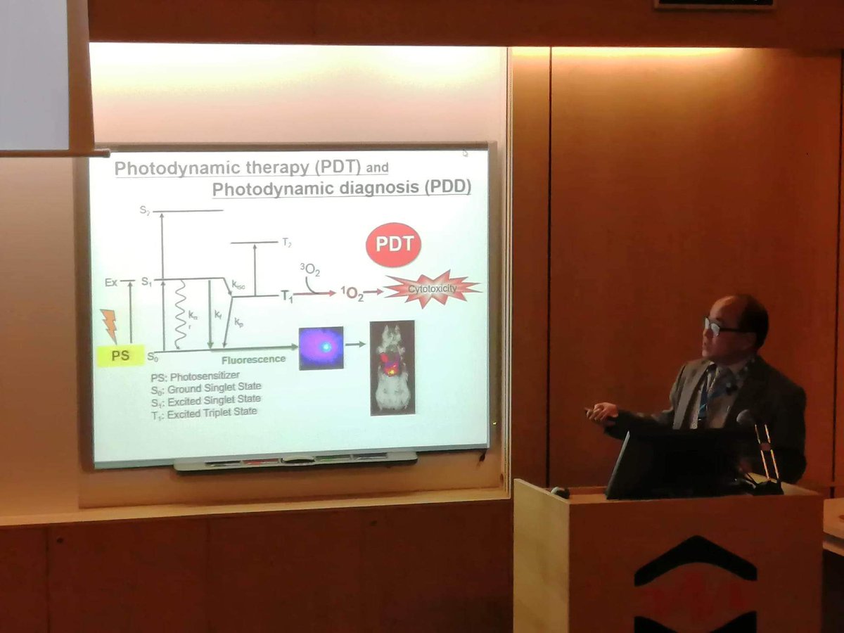 #PragueMeeting rocks! 👏🏼 It’s always an honor to listen to professor Jun Fang talking about his research about PDT and PDD!! Such an interesting lecture! 👏🏼 #photodynamictherapy #EPReffect #FluorescenceImaging @MedPolymers_Prg @IMC_Prague @sojo_univ