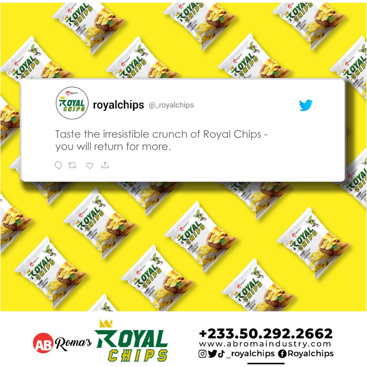 _royalchips's tweet image. Crunch your cravings away with our mouthwatering Royal plantain chips!  Once you start crunching, you won't be able to stop!
#plantainchips #toogoodtobethisgood #ghanaplantain #ghanafoodie #ghanafoodnetwork #eathealthy #chips #crunchysnacky #goodvibes #foodie #snackright