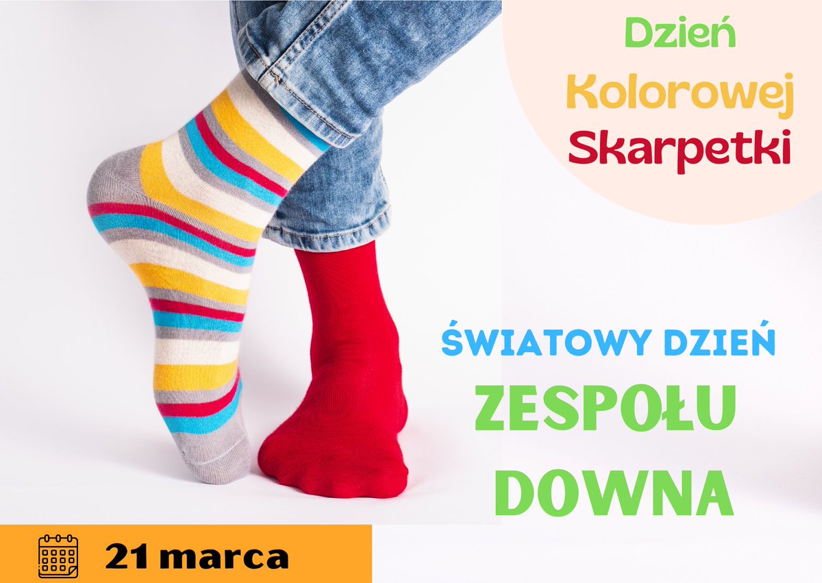 21.03 obchodzimy #ŚwiatowyDzieńZespołuDowna Liczby 3 i 21 symbolizują trzecie, „nadprogramowe” ramię w 21. chromosomie, którego obecność stanowi główną przyczynę Zespołu Downa.
Symbolem święta są #KoloroweSkarpetki
Więcej 👉szpital.swidnica.pl/21-marca-swiat…
 #WDSD2023 #ZespolDowna