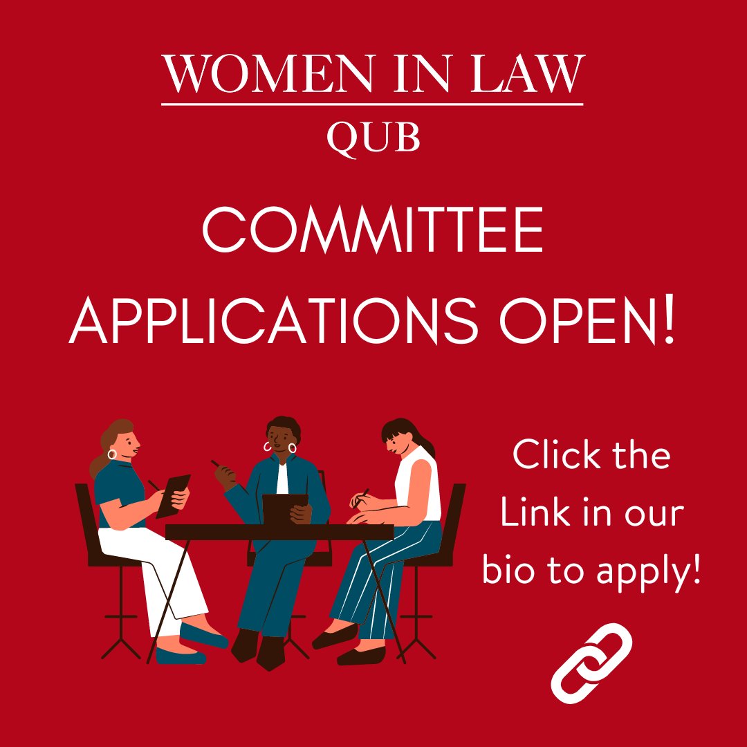 QUBWomenInLaw's tweet photo. We are seeking applications to join our 2023/24 Committee! 

Click here to apply now: https://t.co/oqmJtXnm6m https://t.co/JEIyK9nH55