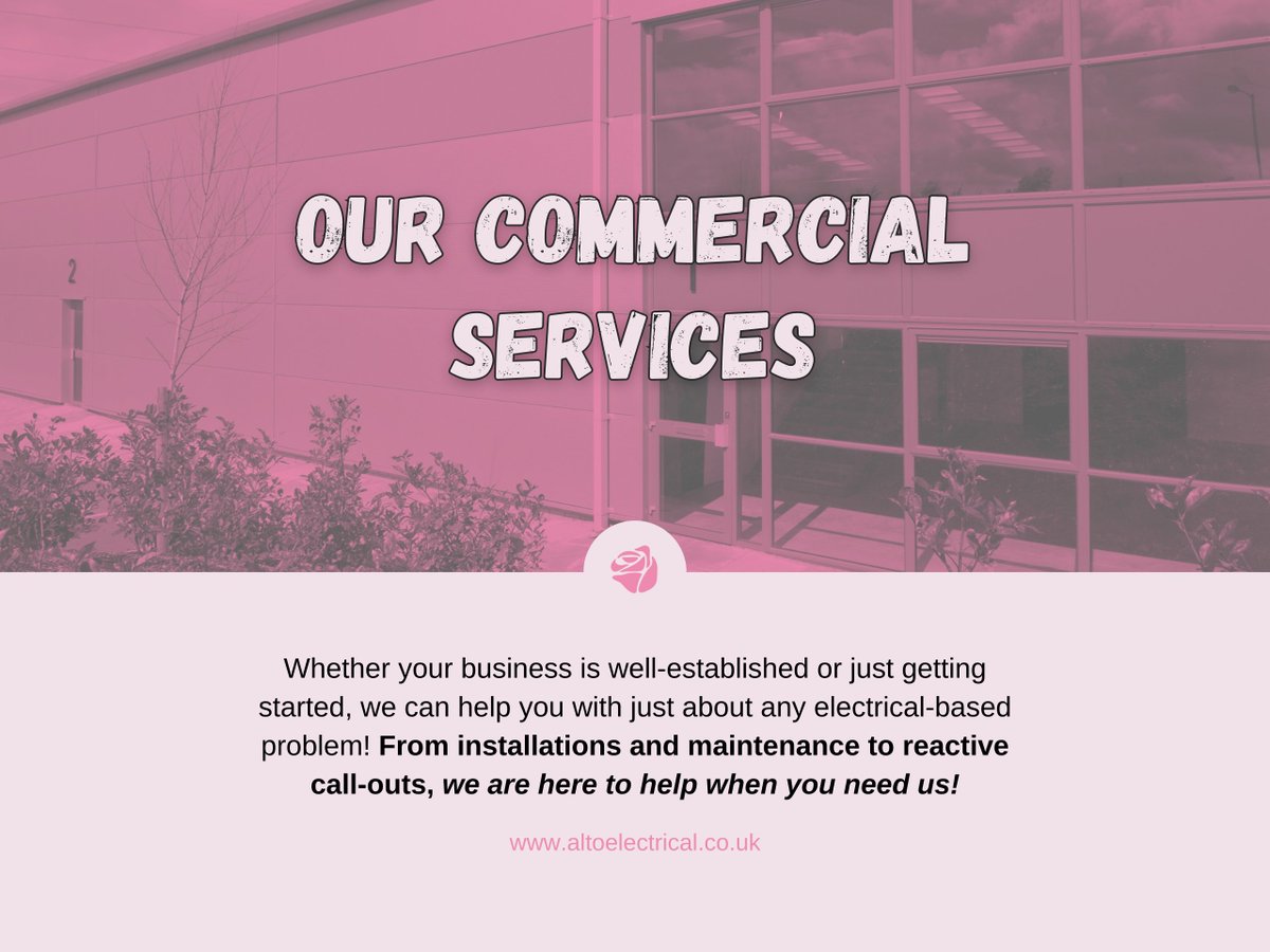 Alto Electrical help all kinds of commercial enterprises. We can provide services such as installations, EICRs, practical heating solutions and even street lighting. Visit our website to find out how we can help you!

altoelectrical.co.uk