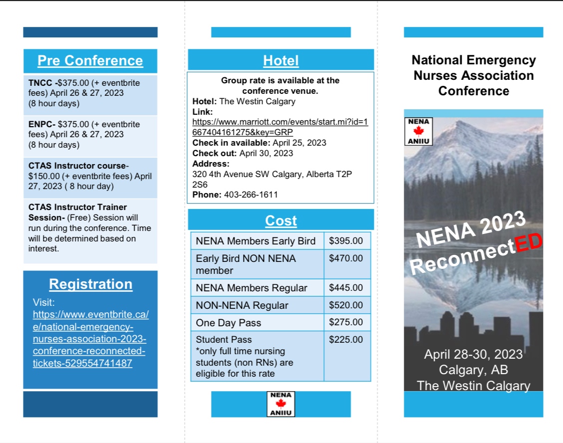 NENACanada's tweet image. LAST WEEK TO GET YOUR EARLY BIRD TICKETS!!!
 
Last day for Early Bird Tickets is March 26, 2023. 
You do not want to miss this conference!!! There are some amazing presentations, skills stations, vendors and more. 
Conference pricing at the Westin will only last until March 28th.