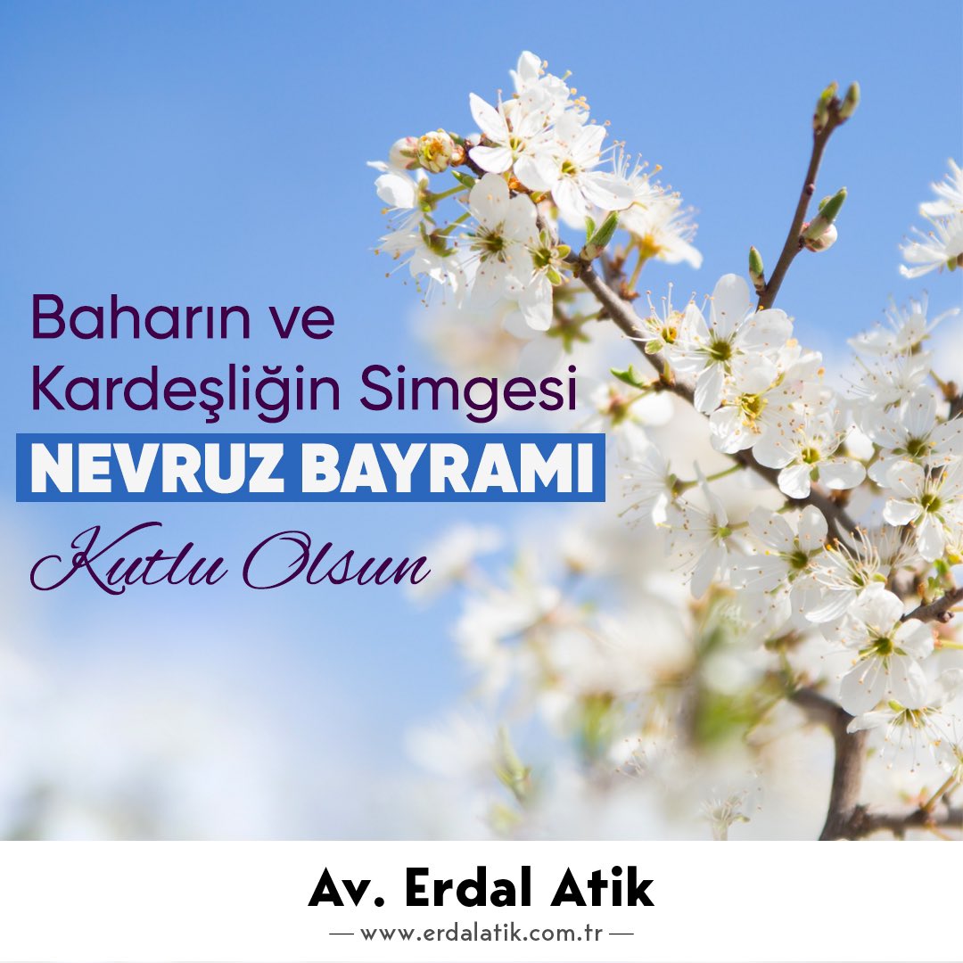 Baharın coşkusunu, sevgi ve umut dolu günleri yaşamanız dileğiyle, Nevruz Bayramı kutlu olsun. 
#nevruzbayrami #erdalatik