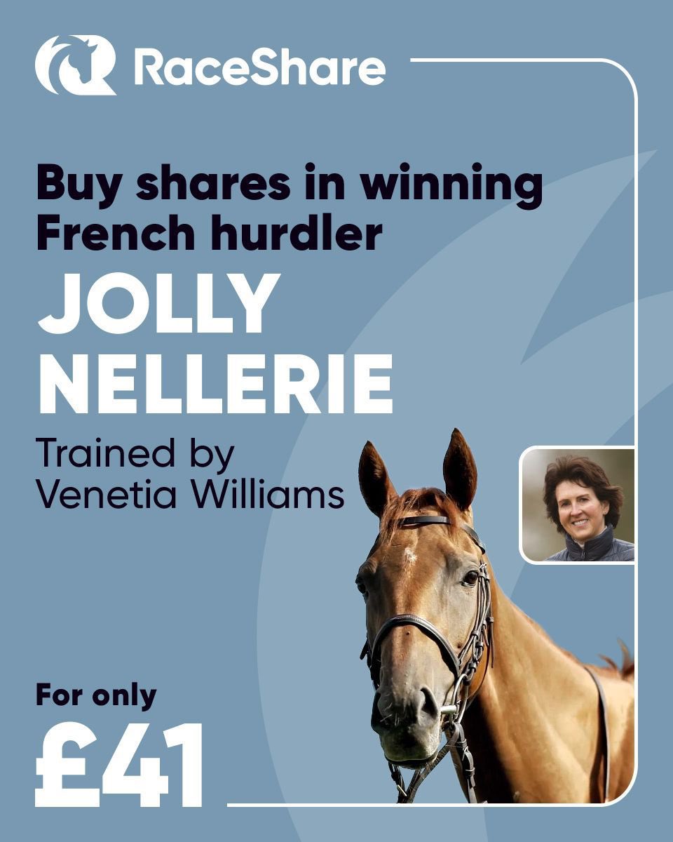 £41 buys you a share in winning French import Jolly Nellerie who makes his debut tomorrow at Haydock Park! Get involved <a href="/RaceShare/">RaceShare</a> 💪🏼