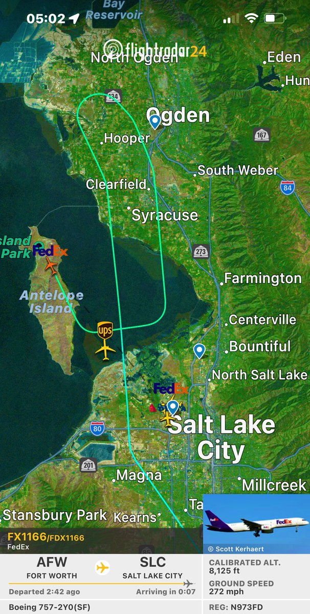 SLCScanner's tweet photo. #AirportAlert #FedEx #Flight1166 A #Boeing757 reporting a problem with the flaps. #SLCFire is in Stby and should be landing in less than 5 min. https://t.co/j4iUglC5ls