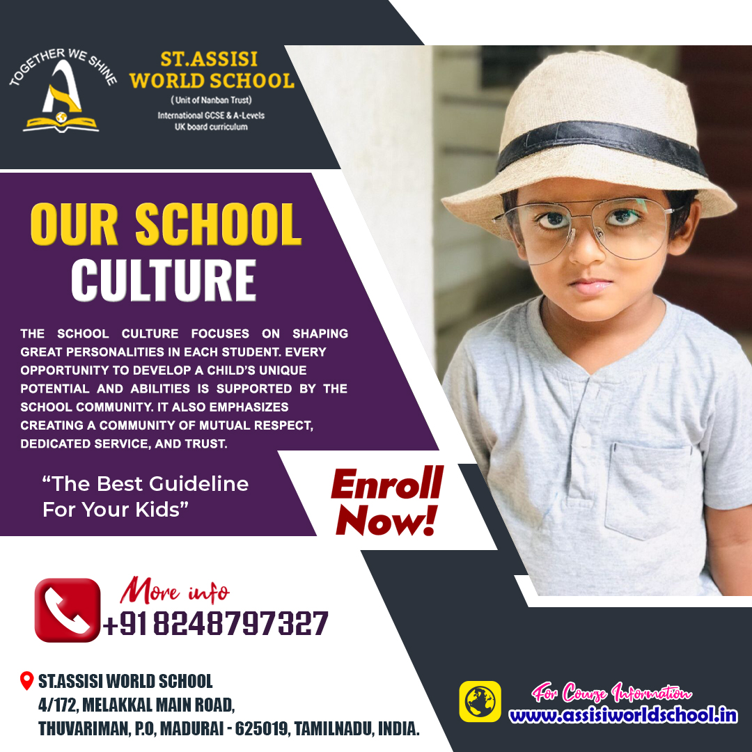 The Best Guidelines for your Kids.

#maduraiworldschool #worldschool #kindergarten #kindergartenschool #assisi #assisiworldschool #bestschoolimadurai #specialcoaching #studentslevel #worldstandardschool #maduraikindergarten #maduraibestschool