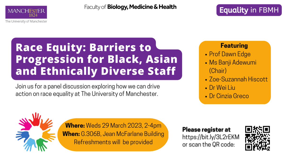 FBMH Social Responsibility and Public Engagement (@fbmh_sr) on Twitter photo Join us on the 29 March to critically appraise the culture within FBMH, raise awareness of intersectionality and encourage colleague and student voice to inform meaningful change. Register eventbrite.co.uk/e/race-equity-… <a href="/UoMEandD/">Equality & Diversity</a> <a href="/OyebanjiAdewumi/">Oyebanji (Banji) Adewumi MBE</a> <a href="/EdgeDawn/">Professor Dawn Edge</a> <a href="/pemberton_neil/">Neil Pemberton</a> <a href="/Cinzia_Greco_/">Cinzia G.</a> Join us on the 29 March to critically appraise the culture within FBMH, raise awareness of intersectionality and encourage colleague and student voice to inform meaningful change. Register eventbrite.co.uk/e/race-equity-… <a href="/UoMEandD/">Equality & Diversity</a> <a href="/OyebanjiAdewumi/">Oyebanji (Banji) Adewumi MBE</a> <a href="/EdgeDawn/">Professor Dawn Edge</a> <a href="/pemberton_neil/">Neil Pemberton</a> <a href="/Cinzia_Greco_/">Cinzia G.</a>