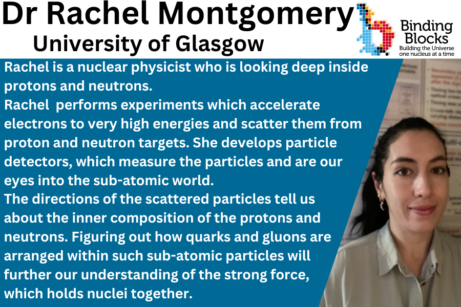 Following International Women's Day, we are continuing to celebrate some of the amazing women we know in STEM! 

Dr. Rachel Montgomery is a nuclear physicist at 
<a href="/UofG_NHP/">Nuclear and Hadron Physics Glasgow</a> <a href="/UofGlasgow/">University of Glasgow</a> <a href="/UofGPhysAstro/">UofG PhysAstro</a> <a href="/GlasgowWiP/">Glasgow Women in Physics</a>
 
 #WomenInSTEM #IWD2023 #Physics #InternationalWomensDay