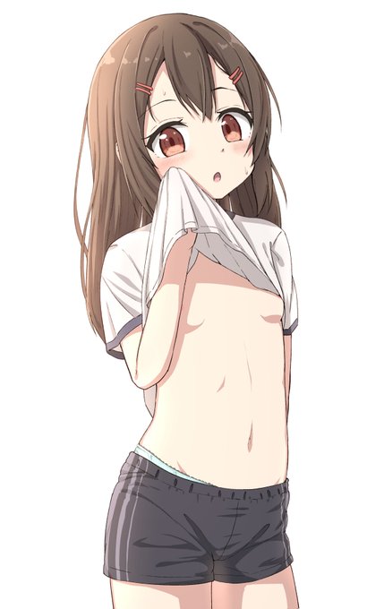 シャツで拭うだらしない子 