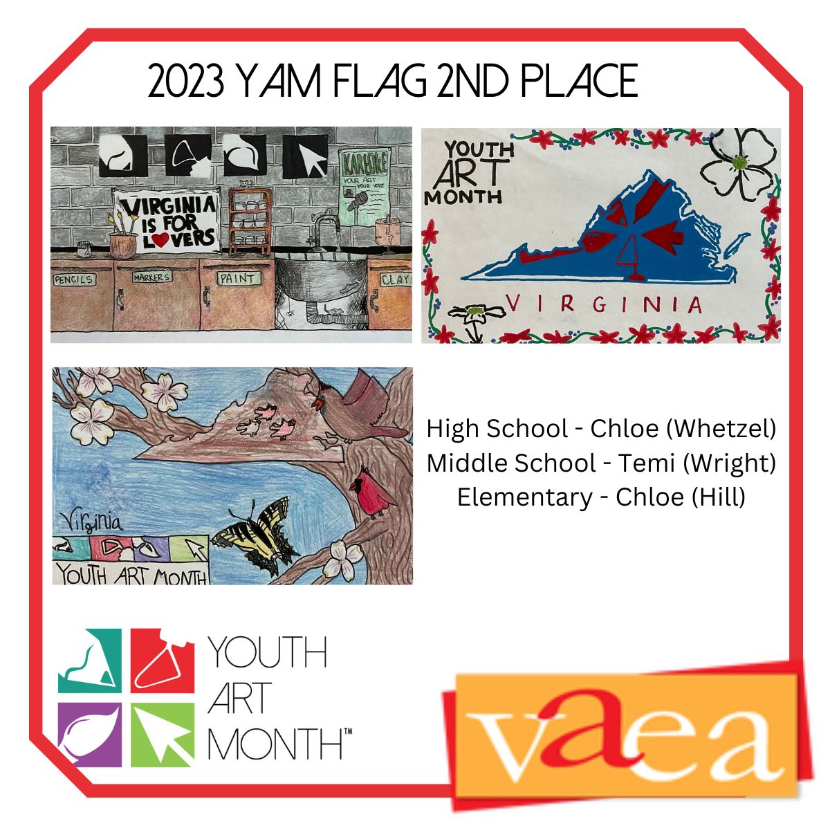 Congratulations - 2023 VA Youth Art Month flag design 2nd place
#vaartedyam23