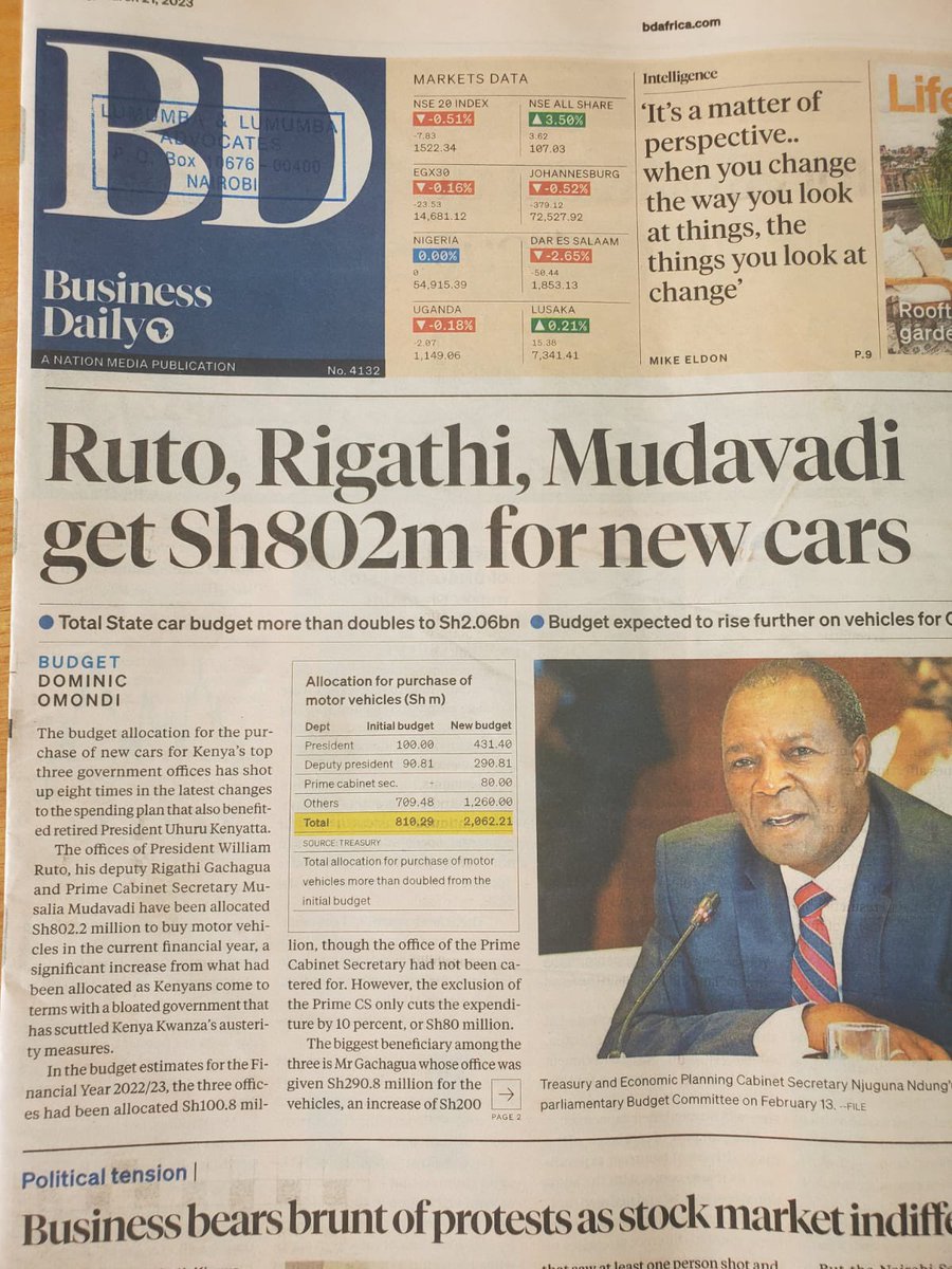 Excellency, If this is true, I beseech you to stop it. In the midst of economic adversity this kind of ostentation does not paint the picture of a caring Government. <a href="/WilliamsRuto/">William Samoei Ruto, PhD</a> <a href="/CBKKenya/">Central Bank of Kenya</a>