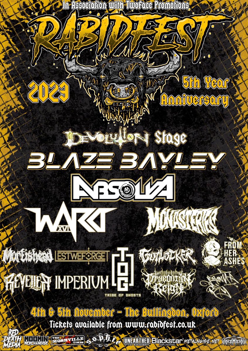 RevellerUK's tweet photo. Gig Alert!

We are proud to announce that we will be taking part in this year's @rabidfest! What a lineup! https://t.co/wzN0Mqg8BP
