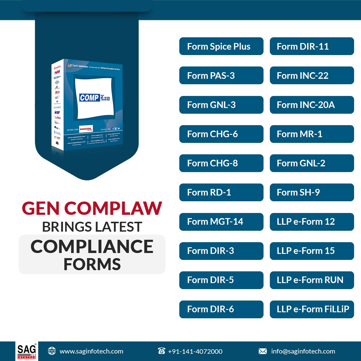 SagInfoTech's tweet photo. Latest Updated Forms of Gen CompLaw (ROC/MCA Filing) Software.
Get the Demo: https://t.co/M9mV9Ud5pj
#MCAFiling #GENComplaw #Software #Form #returnfiling https://t.co/KkNddfZQMz
