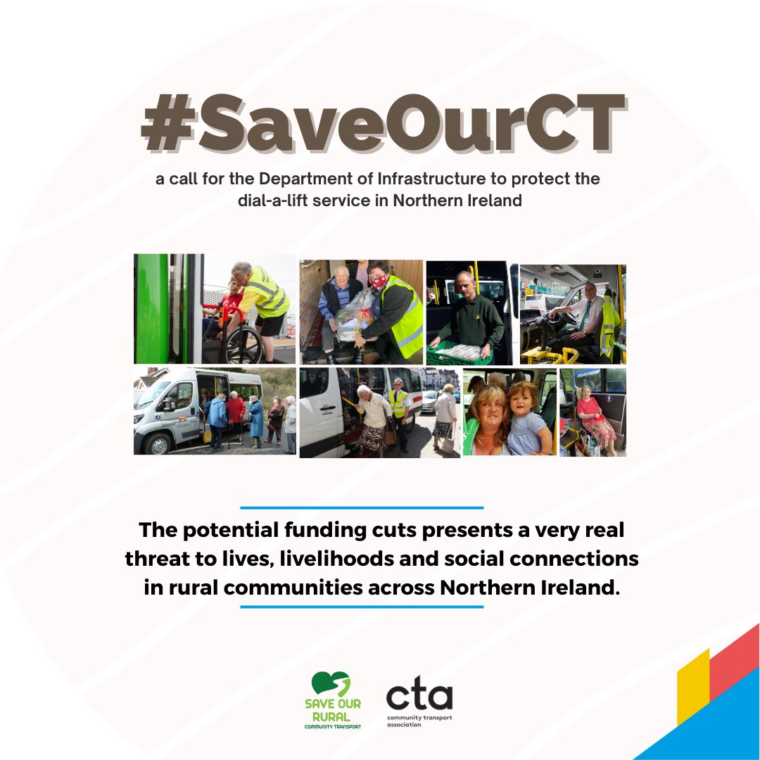 #Saveourct is a call for the DFI to protect the dial-a-lift service in Northern Ireland.  Will you stand with us? #communitytransport #standup #speakout