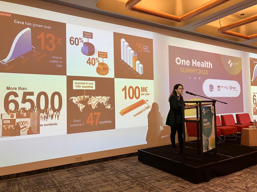 CevaSanteAnimal's tweet photo. 🌍 #OneHealthSummit
🗣️ G. Kutas, EVP Corporate Affairs & Communication at Ceva, spoke up to give Ceva's position towards the #avianflu & its global impact on the poultry industry. She highlighted Ceva's work to try to be part of the solution to curb this unprecedented #epizootic. https://t.co/lx1uewoGG3