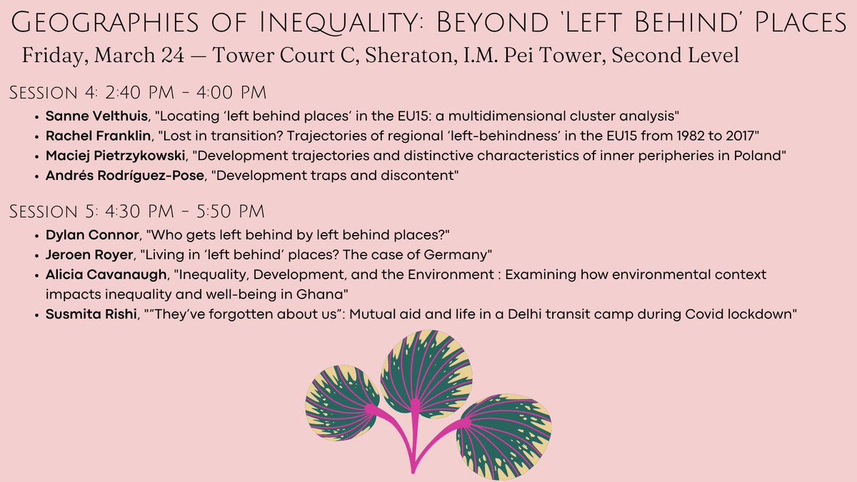 If you're going to #AAG2023 come along to our sessions on geographies of inequality and 'left behind' places! Co-organised with @rsfrankl, @NafaaNora, @RousseauMarx and @RoyerJeroen.