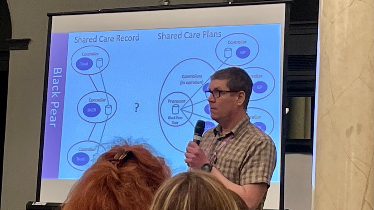 Our CTO Dunmail telling a large group about IG challenges and solutions at #sharedcarerecordsummit #sharedcarerecord #yhcr