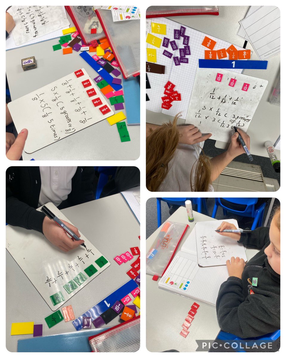 MrsCicchirillo's tweet photo. This morning, Year 5 revisited the relationship between repeated addition and multiplication. We learned about non-unit fractions and wrote addition and multiplication expressions for different representations. #MoorsideMaths #MoorsidePA @MoorsidePA @MrArnoldMPA https://t.co/lcaIXhDj0O