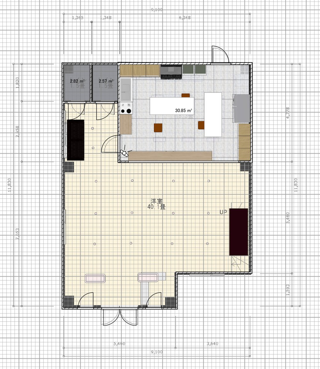 GripRt's tweet photo. ふと3Dの店舗を最速で作る方法を研究中。建築知識を補うために、#3Dマイホームデザイナー で大まかに破綻のない平面間取図を作成。それを下絵に #Sweethome3D で組み立てる。objファイルとして書き出し、別の3DCGソフトで仕上げる予定。試行錯誤しながらレストラン併設パン屋さん作ってみてます。 https://t.co/Z4tiO1qEgM