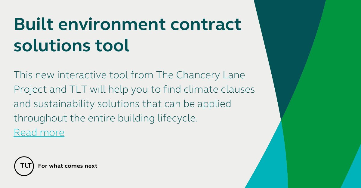 TLT LLP (@tlt_llp) on Twitter photo As part of our ongoing partnership with <a href="/ChanceryProject/">The Chancery Lane Project</a>, we are delighted to launch a built environment contract solutions tool that helps those in the property industry to navigate climate-aligned drafting. Learn how you can use the tool today: lnkd.in/dAFyxsxb As part of our ongoing partnership with <a href="/ChanceryProject/">The Chancery Lane Project</a>, we are delighted to launch a built environment contract solutions tool that helps those in the property industry to navigate climate-aligned drafting. Learn how you can use the tool today: lnkd.in/dAFyxsxb