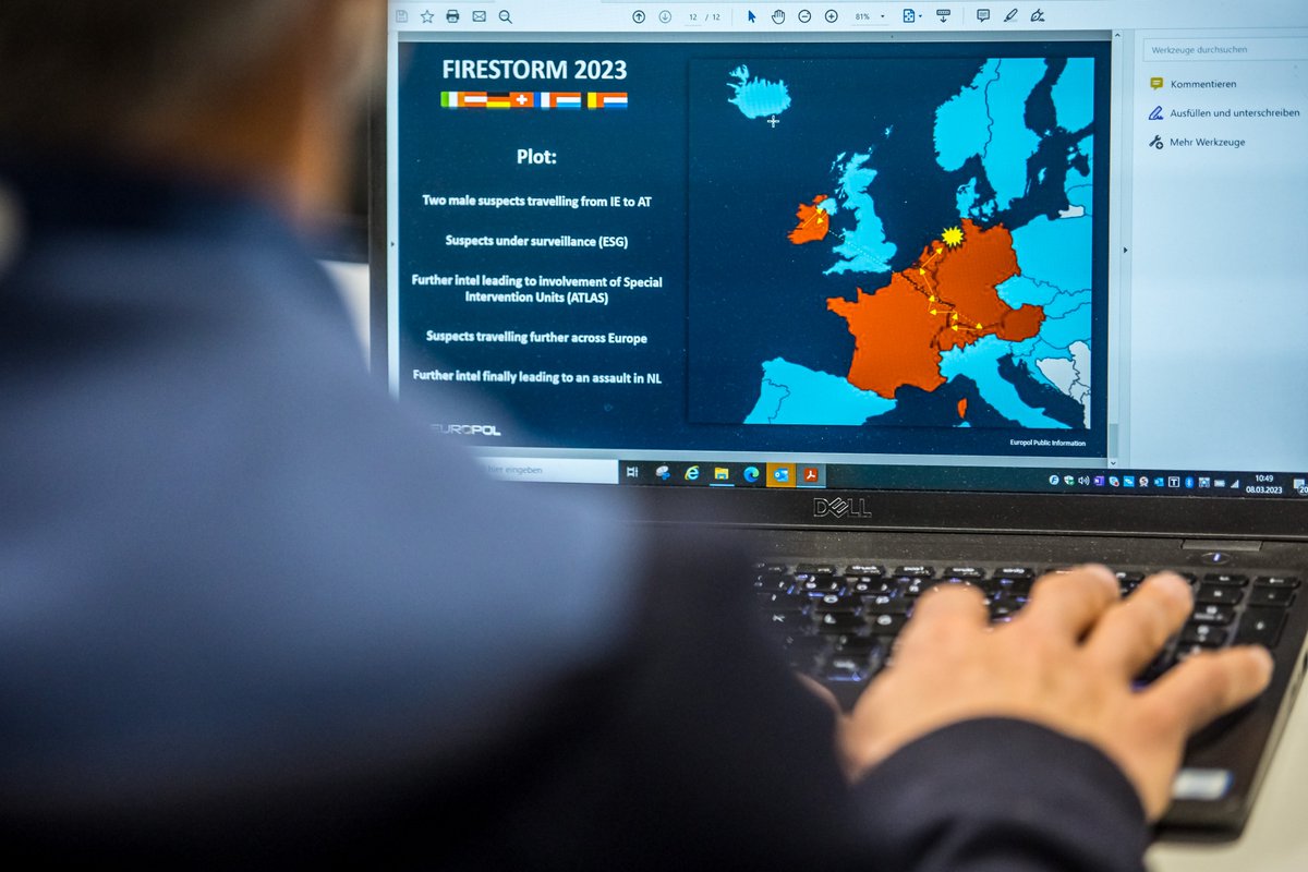 Europol's tweet photo. 🔥 Intervention &amp; surveillance units from 9 countries joined forces this month for #ATLASExercise Firestorm.

🇮🇪🇬🇧🇦🇹🇩🇪🇨🇭🇫🇷🇱🇺🇧🇪🇳🇱

The exercise focused on a fictional terrorist plot that tracked targets across borders &amp; unravelled their nefarious plans.

➡️ https://t.co/CQr6AoatdD https://t.co/hUUBDWDBtx