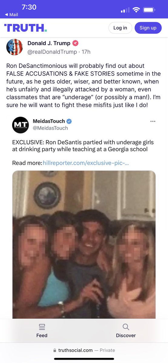 Trump is literally gay-baiting DeSantis, suggesting that a man might accuse the governor of sexual misconduct