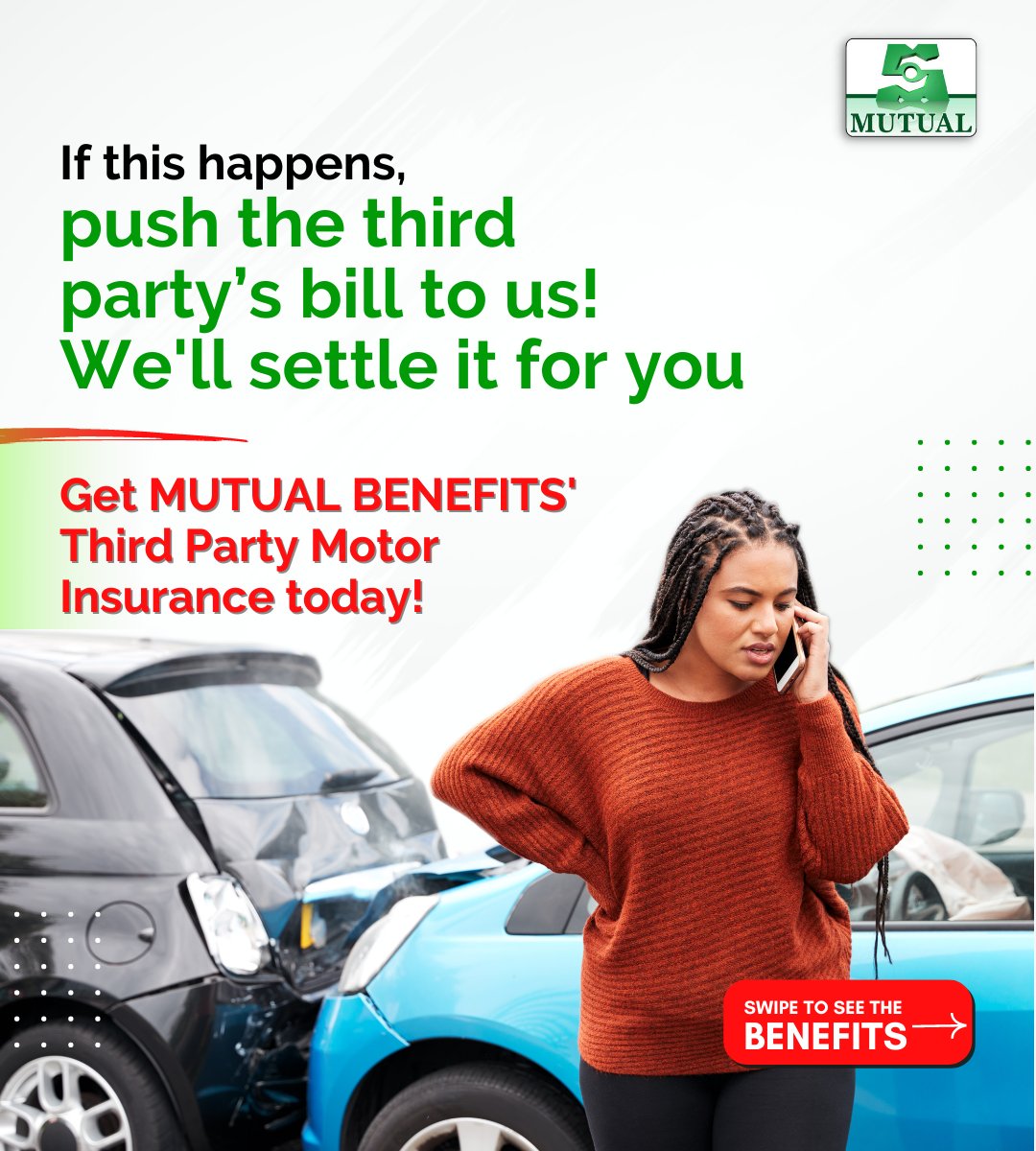 MutualPlc's tweet photo. Sometimes accidents happen unexpectedly! So, don't let unforeseen circumstances ruin your day.
Get MUTUAL BENEFITS' Third Party Motor Insurance today and drive without worries.
Buy now at https://t.co/zM7LhNH2AR
#Mutualdelights #Motorinsurance #thirdpartymotorinsurance https://t.co/pW7z9CvG93