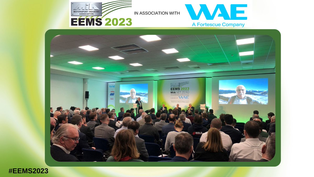 MIAmotorsport's tweet photo. Session 1 at #EEMS2023 draws to an end with Pat Symonds, Ulrich Baretzky, Steve Sapsford, Joe Greenwell and Alan Gow deep in discussion with today's attendees on hydrogen, fuels, battery technology and more!
#MIACommunity #MotorsportValley https://t.co/jlvWUPZV2W