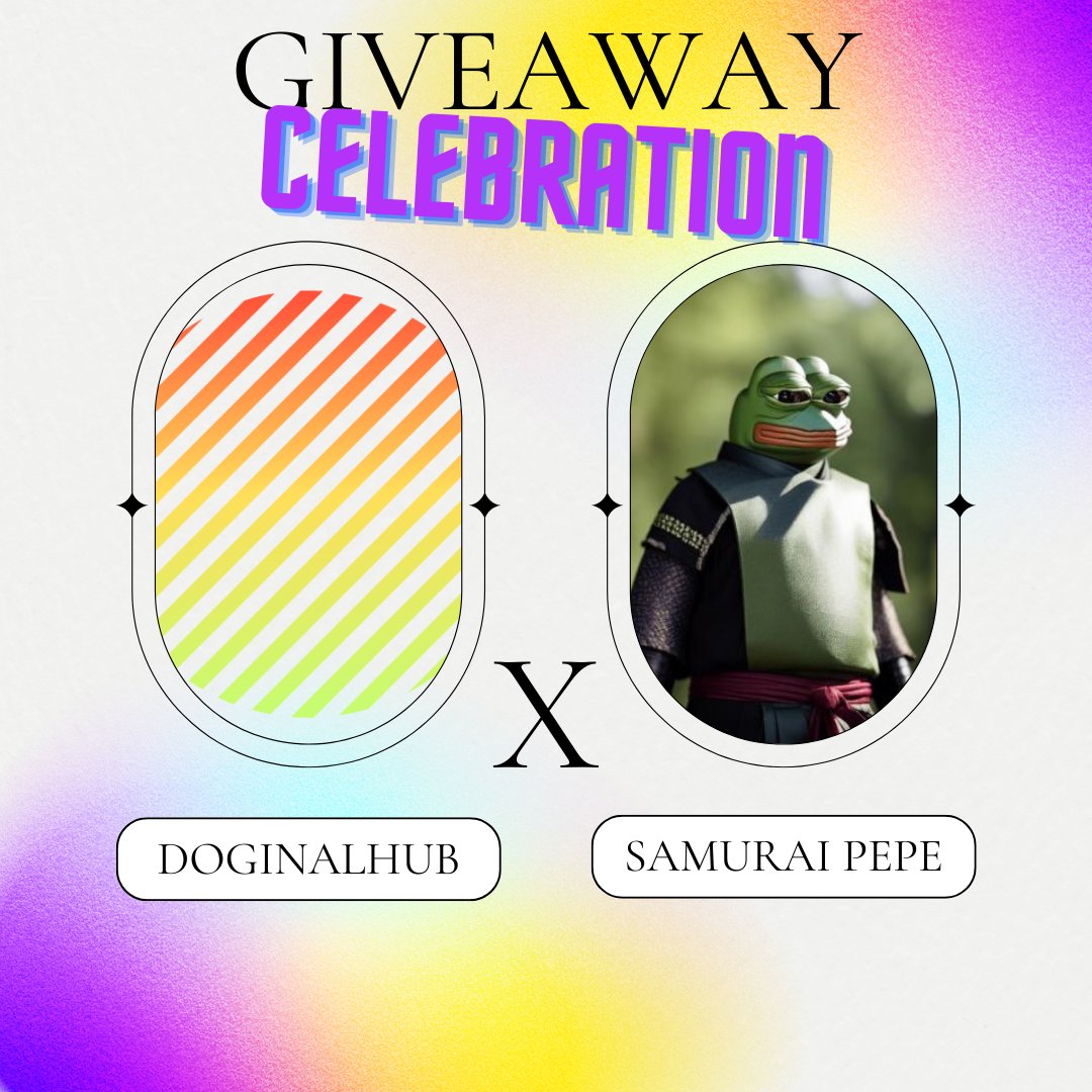 doginalhub's tweet photo. 🎉🎉🎉CELEBRATION TIME 🎉🎉🎉
To celebrate the listing of Samurai Pepe, we are doing a giveaway event.
Prize - 2 WL spots in Samuari Pepe
To enter
- Follow @doginalhub &amp; @samuraipepes 
- Like and RT
- Tag 3 frens

Winner announcement tomorrow EoD
#doginals #doginalNFTs #DOGE https://t.co/F1sKGLroTt