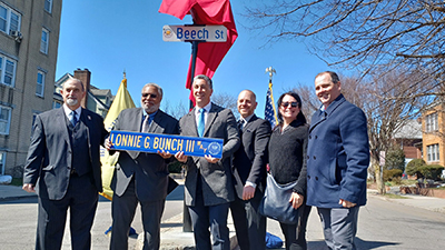Belleville07109's tweet photo. Hundreds of proud Belleville residents cheered on Monday afternoon, March 20, as the town symbolically renamed Beech Street in honor of native son Lonnie Bunch III, the first Black secretary of the Smithsonian. https://t.co/Tl0Wrh33zy