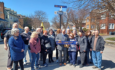 Hundreds of proud Belleville residents cheered on Monday afternoon, March 20, as the town symbolically renamed Beech Street in honor of native son Lonnie Bunch III, the first Black secretary of the Smithsonian.