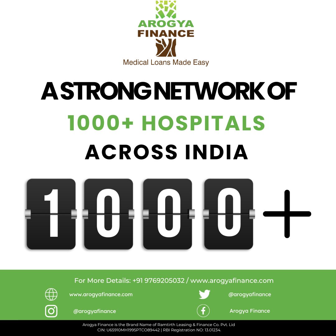 arogyafinance's tweet photo. Medical treatment can be availed at any hospital of your choice.
Walk into any of our esteemed hospital partners and avail quality health care.

For more details on Medical Loans, visit us at https://t.co/XQGRRfZoIO

#ArogyaFinance #Healthcare #MedicalLoan #EMI https://t.co/MxrQXgRZqB