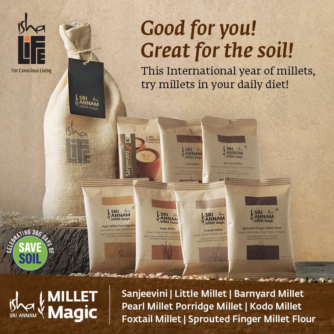Celebrate one year of Save Soil with millets.
Try millets in your daily diet!

Show Now
Link in bio

#millets #yearofmillets #pranic #pranicfood #pranicrecipes #superfoodnutrition #ishayoga #highernutritionalvalue #heatresistant #droughtresistant #pestresistant #allsoiltypes