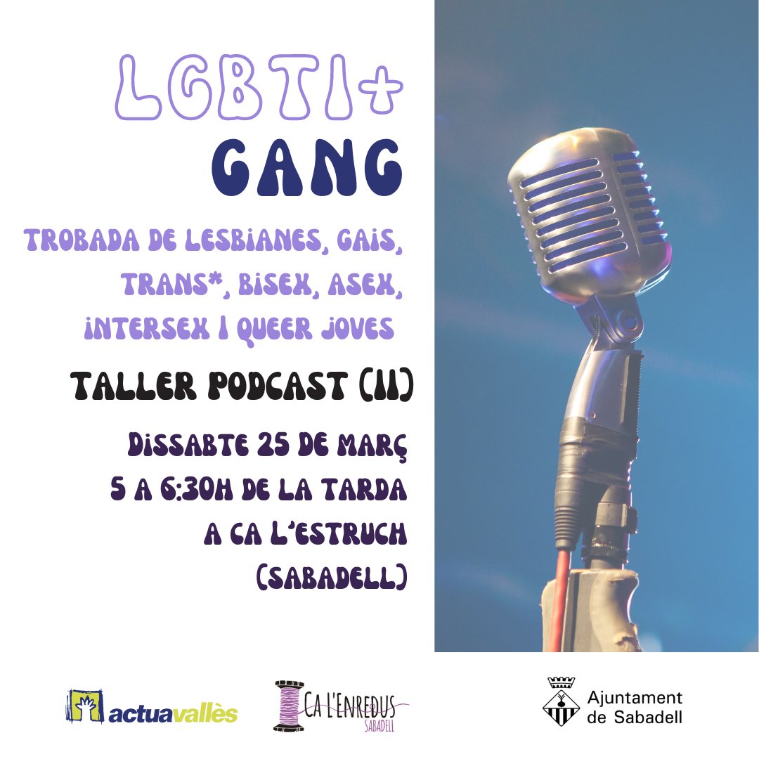CalEnredus's tweet photo. Activitat de podcast amb grup de -18 LGBTI+ #LGBTIGANG a @fabrica_estruch amb l'equip @sotataules https://t.co/u0TVf9TVy2