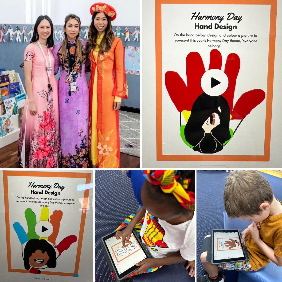 Celebrating Harmony Day 2023 🌎 Yr 2’s used Seesaw’s drawing tools to create a design representing the theme ‘everyone belongs’. They also included an audio recording saying “hello” in other languages. #harmonyday