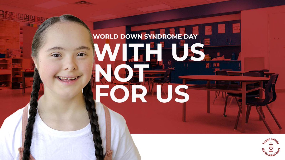 TCDSB's tweet photo. Today is #WorldDownSyndromeDay!
This years theme is #WithUsNotForUs. It is an important reminder for our school communities to continue to recognize the talents of people with down syndrome, by also ensuring they have the same rights and opportunities as everyone else. https://t.co/SBmvbL1i1I