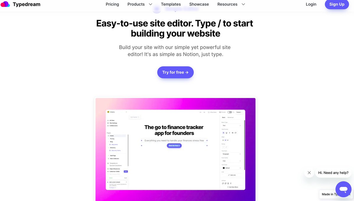 Dream no-code website builder?
Try <a href="/typedreamHQ/">Typedream</a>.

▪️ Very easy to use
▪️ With animations, analytics, and CMS
▪️ Many customizable templates
▪️ Makers-friendly pricing 

Our team loved Typedream 😍
