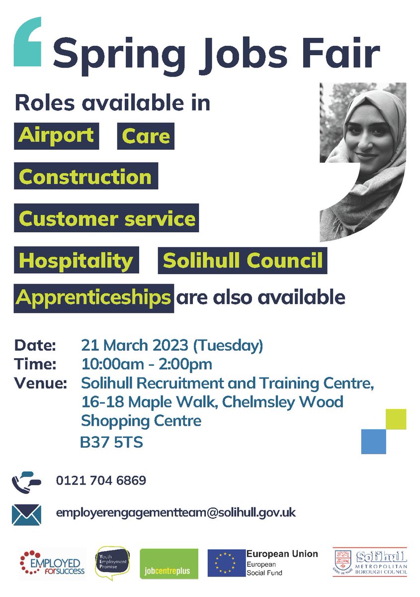 FortemSolutions's tweet photo. Join us at the Spring Jobs Fair at #Solihull Recruitment and Training Centre in Chelmsley Wood today from 10am-2pm. 

If you're interested in joining a leading property solutions provider, we'll be promoting construction opportunities to help kickstart your career 🔨 https://t.co/w94vP1xyug