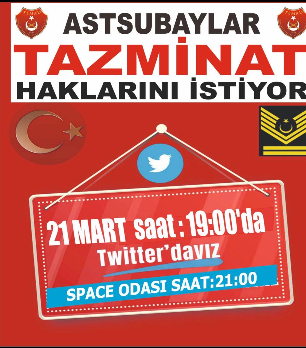 #AstsubaylaraMüjdeVerin 
Astsubaylar TAZMİNAT hakkımızı istiyoruz.
<a href="/RTErdogan/">Recep Tayyip Erdoğan</a>
<a href="/NureddinNebati/">Dr.Nureddin NEBATİ🇹🇷</a>
<a href="/suleymansoylu/">Süleyman Soylu</a>
<a href="/tcsavunma/">T.C. Millî Savunma Bakanlığı</a>
<a href="/kilicdarogluk/">Kemal Kılıçdaroğlu</a>
<a href="/mustafaelitas/">Mustafa Elitaş</a>
<a href="/fuatoktay/">Fuat Oktay</a>
<a href="/AhmetAYDIN_02/">Ahmet AYDIN</a>
<a href="/HMBakanligi/">T.C. Hazine ve Maliye Bakanlığı</a>